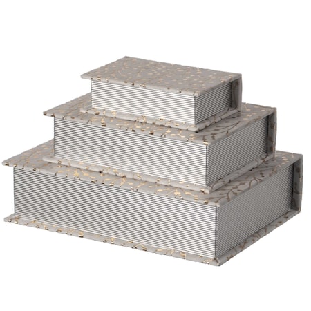 Vintiquewise White Velvet Vintage Storage Wooden Antique Classic Decorative Book Box Holder, PK 3 QI004265.WT